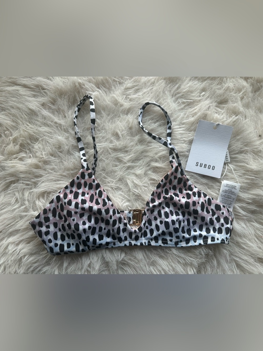 Suboo Amelia ombré Leopar Bikini Roo with Gold Clasp - Pink/Black XXS